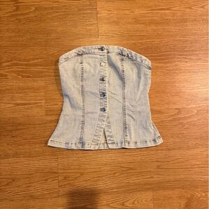 H&M Light Blue Denim Strapless Top